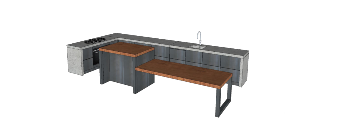 Maatwerk keuken van hout, staal en beton